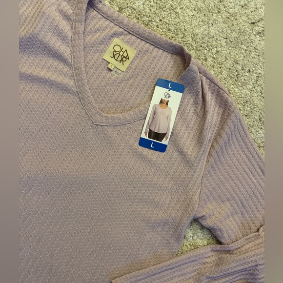 Chaser Ladies' Waffle Thermal V-neck Top size L - NWT - Picture 2 of 3